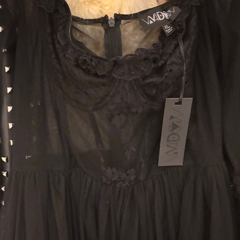 Dolls Kill Black Sheer Gothic Lace Maxi Dress - Picture 2 of 3